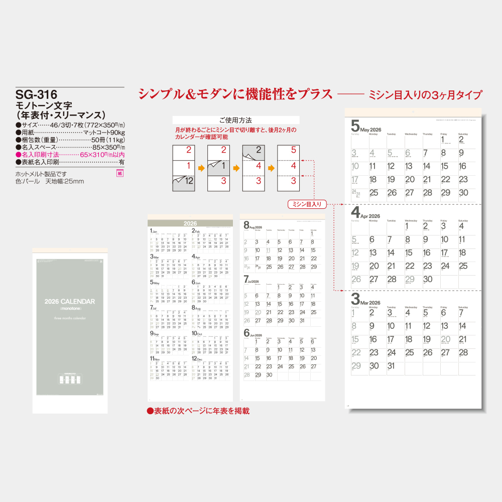 SG-316　モノトーン文字（年表付・スリーマンス） 5