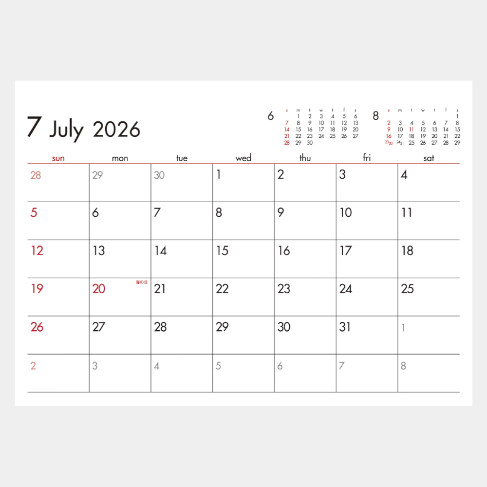 SG-930　6Weeks Calendar（レッド） 2