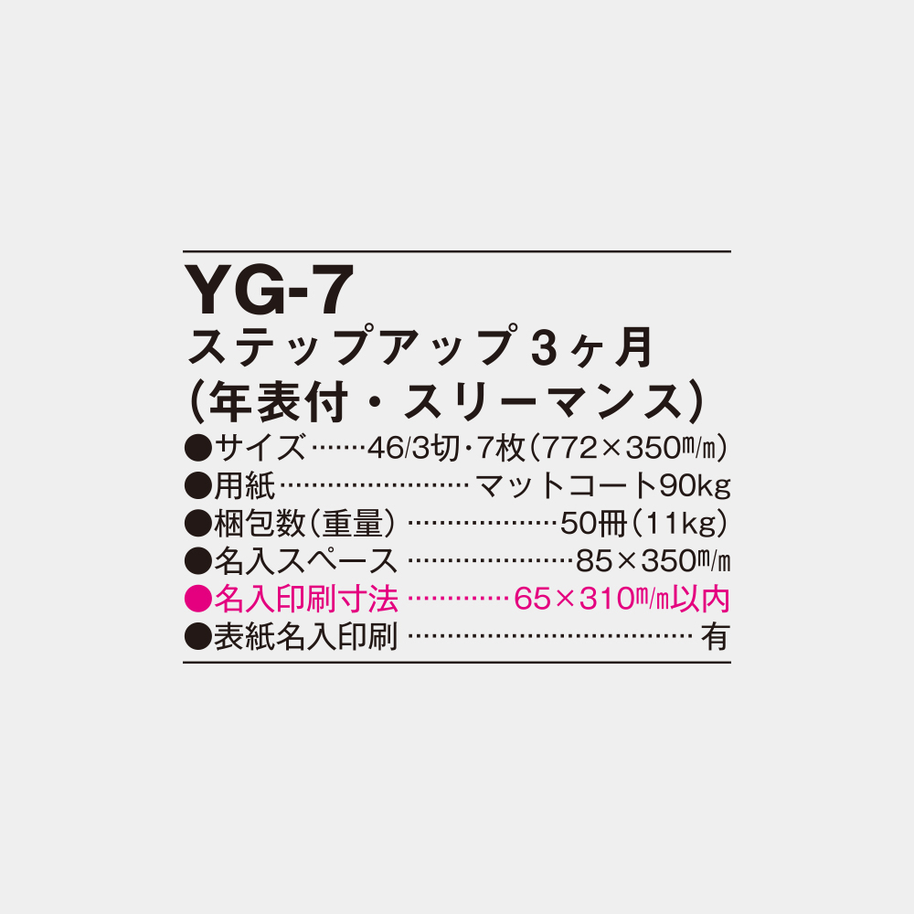 YG-7 ステップアップ3ヶ月(年表付・スリーマンス) 3